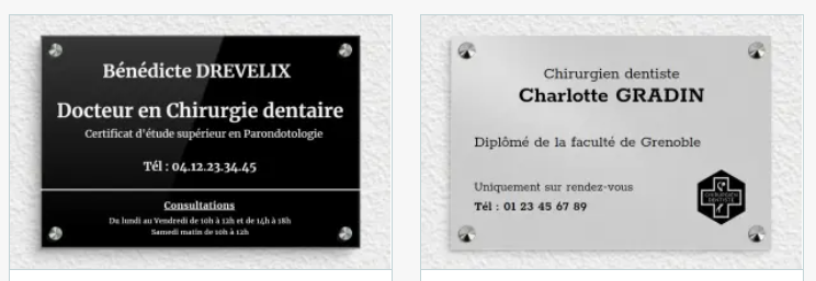 plaque professionnelle dentiste